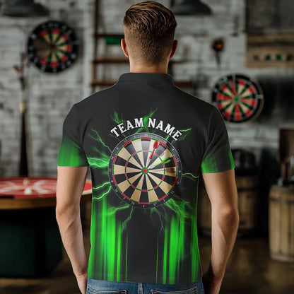 Black and Green Light Dart Polo, Quarter Zip Shirt For Men Custom Dart Jerseys For Team NQS9332