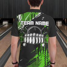 Load image into Gallery viewer, Black and Green Mens bowling shirts Custom retro bowling ball and pins bowling team league jerseys NQS9475