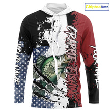 Load image into Gallery viewer, Red, white and blue Crappie fishing American Flag Custom patriotic Crappie fishing jerseys NQS9860