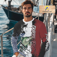 Load image into Gallery viewer, Red, white and blue Crappie fishing American Flag Custom patriotic Crappie fishing jerseys NQS9860