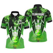 Load image into Gallery viewer, Green lightning thunder Bowling Polo, 1/4 Zip Shirt for Men Custom Bowling Team Jerseys for bowlers NQS7591