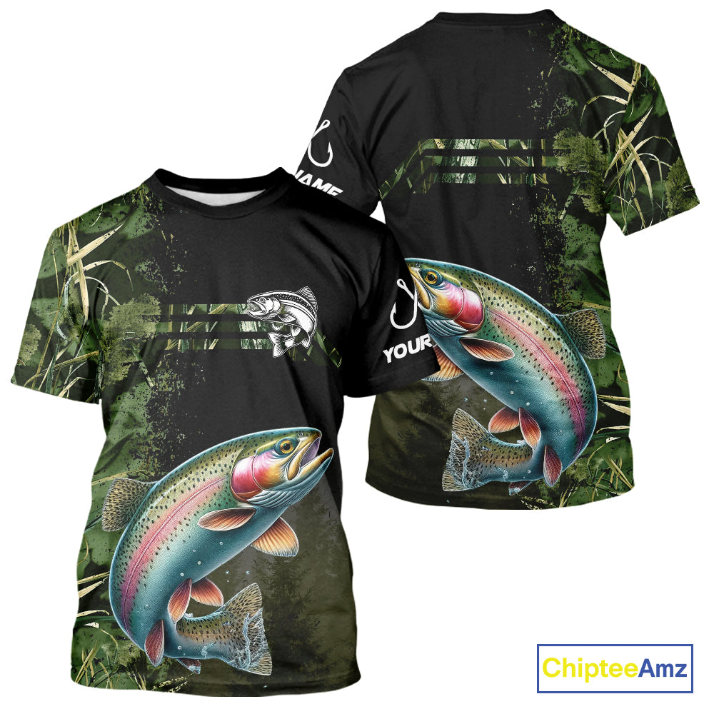 Rainbow Trout fishing camouflage Custom performance long sleeve Fishing Shirts, Trout Fishing jerseys NQS10080