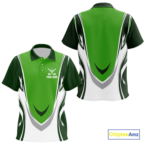 Green and white Kid golf polo shirt custom golf attire for Kid, gifts for golf lovers NQS10084