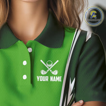 Load image into Gallery viewer, Green and white Women golf polo shirts custom golf attire for ladies, gifts for golf lovers NQS10084