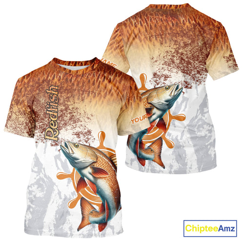 Redfish fishing scales pattern Custom performance long sleeve Fishing Shirts, Red Drum Fishing jersey NQS10086