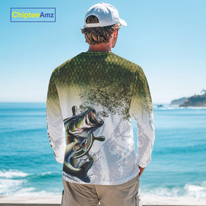 Bass fishing scales pattern Custom performance long sleeve Fishing Shirts, Bass Fishing jersey NQS10087