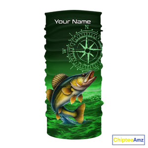 Personalized Walleye Green Performance Fishing Shirts, compass Walleye fishing tournament Shirts NQS10236