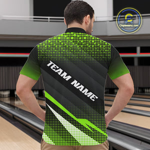 Green Bowling Custom Men Bowling Polo, Quarter zip Shirts Bowling Team Jerseys Bowling Tournament NQS10604