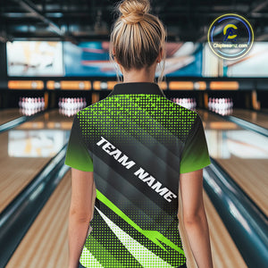 Green Bowling Custom Women Bowling Polo, Quarter zip Shirts Bowling Team Jerseys Bowling Tournament NQS10604