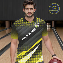 Load image into Gallery viewer, Yellow Bowling Custom Men Bowling Polo, Quarter zip Shirts Bowling Team Jerseys Bowling Tournament NQS10605