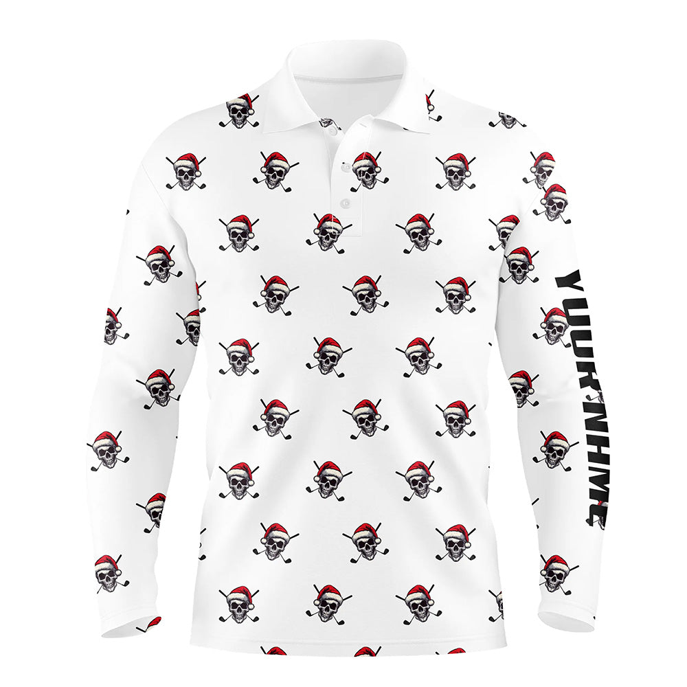 Funny Skull Santa Christmas pattern Mens golf polo shirt custom christmas golf outfits for men NQS8650