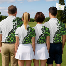 Load image into Gallery viewer, Custom White and Green shamrock pattern Women Golf Polo Shirts, St Patrick's day team ladies golf top NQS11208