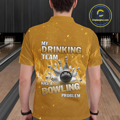 Personalized Yellow Flame Funny Bowling shirts for Men My drinking team has a bowling problem NQS11616