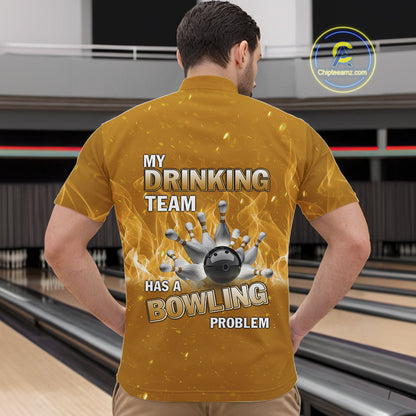 Personalized Yellow Flame Funny Bowling shirts for Men My drinking team has a bowling problem NQS11616