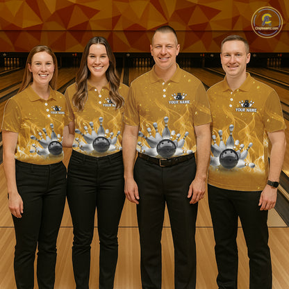 Personalized Yellow Flame Funny Bowling shirts for Men My drinking team has a bowling problem NQS11616