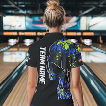 Load image into Gallery viewer, Skull Camouflage American Flag Women Bowling Shirt Custom Patriotic Bowling Ladies Team Jerseys NQS9642
