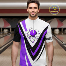 Load image into Gallery viewer, Custom bowling Quarter Zip shirt for men Im not swearing, I'm using my bowling words purple bowl shirt NQS7434