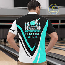 Load image into Gallery viewer, Custom bowling Quarter Zip shirt for men I'm not swearing, I'm using my bowling words Cyan bowl shirt NQS7435