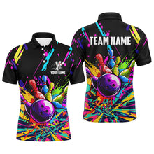 Load image into Gallery viewer, Colorful bowling jerseys Bowling Polo, 1/4 Zip Shirt for Men Custom Bowling Team shirts for bowlers NQS7597