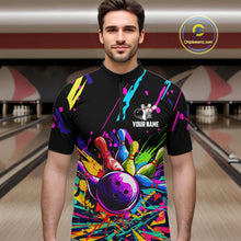 Load image into Gallery viewer, Colorful bowling jerseys Bowling Polo, 1/4 Zip Shirt for Men Custom Bowling Team shirts for bowlers NQS7597