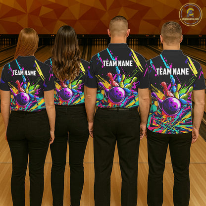 Colorful bowling jerseys Bowling Polo, 1/4 Zip Shirt for Women Custom Bowling Team shirts for bowlers NQS7597