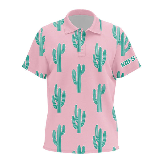 Personalized desert cactus pink pattern Kid golf polo shirt custom funny cactus golf gifts NQS8435