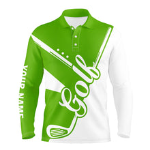 Load image into Gallery viewer, Green and white golf clubs Mens Golf Polo Shirts custom golf tops for men, men&#39;s golf apparel NQS9142