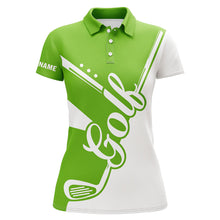Load image into Gallery viewer, Green and white golf clubs Womens Golf Polo Shirts custom golf tops for women, lady golf apparel NQS9142