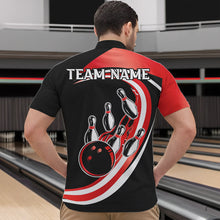 Load image into Gallery viewer, Black and Red Bowling Polo, 1/4 Zip Shirt For Men Custom Bowling Team League Jersey, Gift For Bowler NQS9490