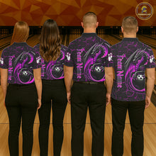 Load image into Gallery viewer, Black And Pink Custom Dragon Bowling Shirts For Men, Dragon Bowling Team Shirts NQS11622
