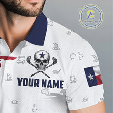Load image into Gallery viewer, Texas Flag Golf Clubs Skull Golf Camo Men golf polo shirts Custom Patriotic Golf Team Jerseys NQS9936