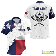 Load image into Gallery viewer, Texas Flag Golf Clubs Skull Golf Camo Kid golf polo shirts Custom Patriotic Golf Team Jersey NQS9936