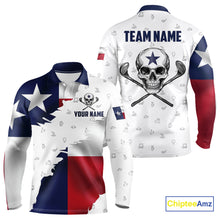 Load image into Gallery viewer, Texas Flag Golf Clubs Skull Golf Camo Men golf polo shirts Custom Patriotic Golf Team Jerseys NQS9936