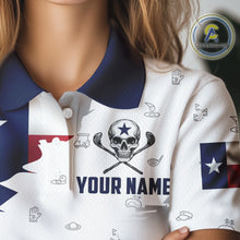 Load image into Gallery viewer, Texas Flag Golf Clubs Skull Golf Camo Women golf polo shirts Custom Patriotic Golf Team Jersey NQS9936