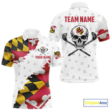 Load image into Gallery viewer, Maryland Flag Golf Clubs Skull Golf Camo Men golf polo shirts Custom Patriotic Golf Team Jerseys NQS9937