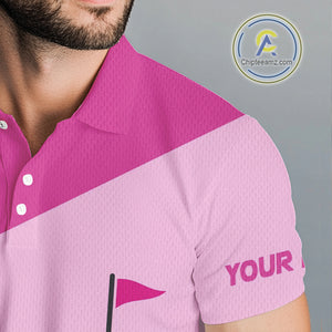 Mens golf polo shirts custom pink and white golf apparel for men, golfing gifts NQS10410