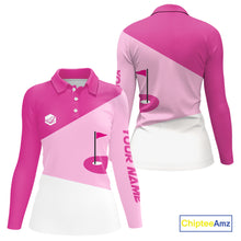 Load image into Gallery viewer, Women golf polo shirts custom pink and white golf apparel for ladies, golfing gifts NQS10410