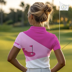 Women golf polo shirts custom pink and white golf apparel for ladies, golfing gifts NQS10410