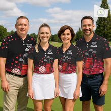 Load image into Gallery viewer, Funny Black and Red Heart Pattern Valentine Golf Shirts For Men Custom Valentine Golf Gifts For him NQS11229