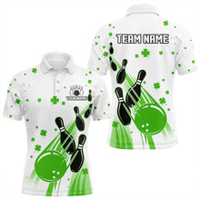 Load image into Gallery viewer, Green and White Shamrock Lucky Bowling Shirts For Men Custom St Patrick Day Team Bowling Jerseys NQS9499