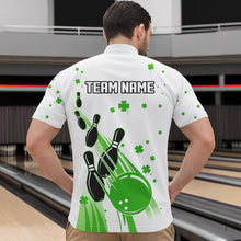 Load image into Gallery viewer, Green and White Shamrock Lucky Bowling Shirts For Men Custom St Patrick Day Team Bowling Jerseys NQS9499