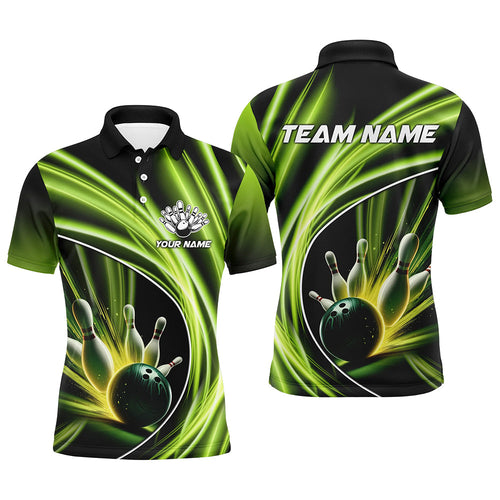 Green Light Bowling Jerseys For Men Custom Mens Bowling Polo, Quarter-Zip Shirt for Team Bowlers NQS7603