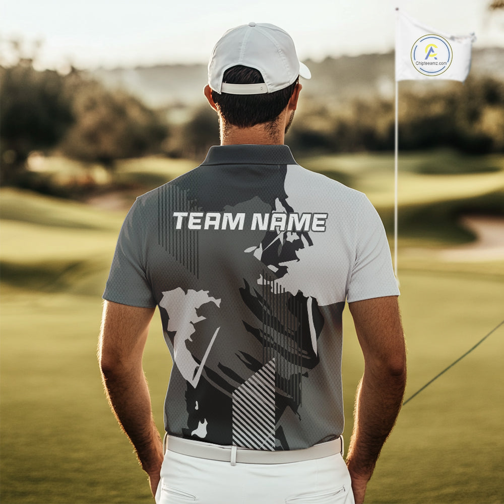 Personalized Gray camo Golf polo shirts for men custom camo golf shirts, unique golf gifts NQS9944