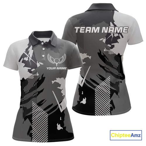 Personalized Gray camo Golf polo shirts for women custom camo golf shirt, unique golf gifts NQS9944