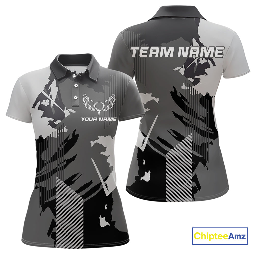 Personalized Gray camo Golf polo shirts for women custom camo golf shirt, unique golf gifts NQS9944