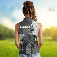 Load image into Gallery viewer, Personalized Gray camo Golf sleeveless polo shirts for women custom camo golf shirt, unique golf gifts NQS9944