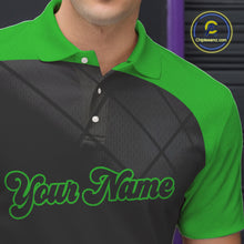Load image into Gallery viewer, Black and Green bowling league jersey custom Mens Bowling Polo, 1/4 zip Shirt, gifts for men bowler NQS10096