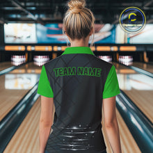Load image into Gallery viewer, Black &amp; Green bowling league jersey custom Women Bowling Polo, 1/4 zip Shirt, gifts for ladies bowler NQS10096