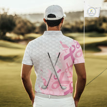 Load image into Gallery viewer, Breast cancer Mens golf polo shirts custom Pink ribbon pattern golf clubs team golf tops for men NQS10423