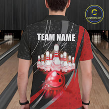 Load image into Gallery viewer, Black and Red Bowling Camo Polo, 1/4 Zip Shirt for Men Custom Team Bowling jerseys, Bowler Outfit NQS10424